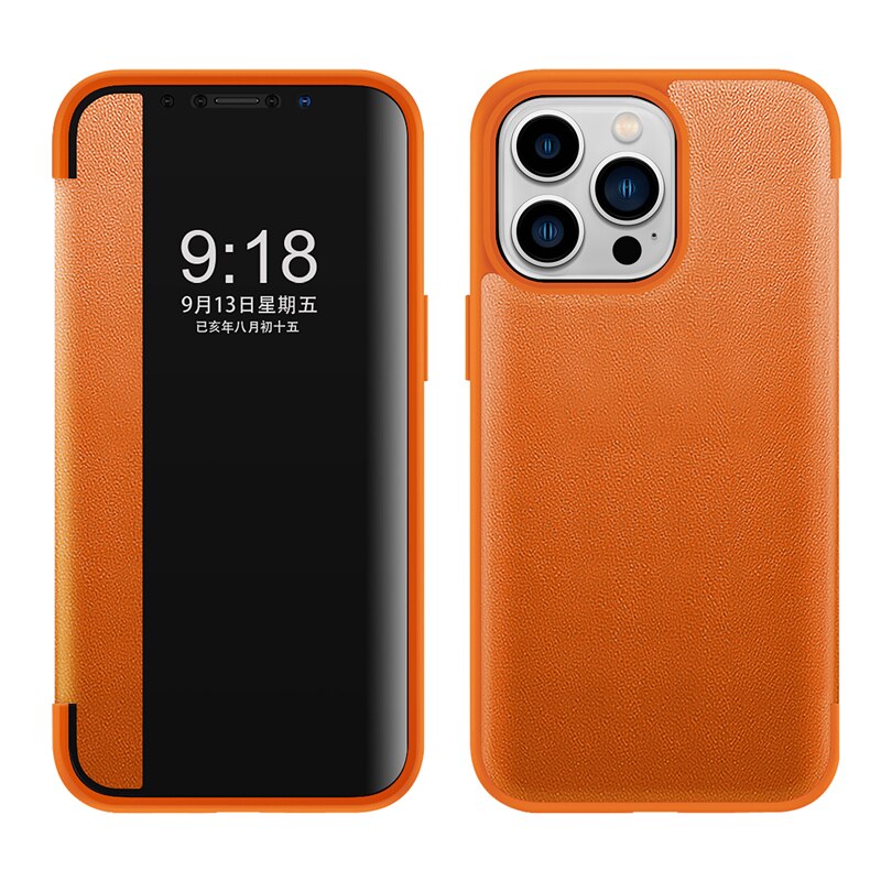 Smart View Flip Business Leather Case For iPhone