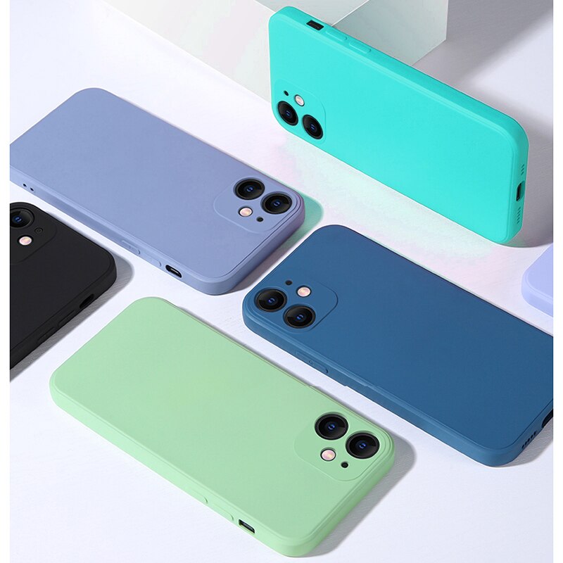 Original Square Liquid Silicone Case For iPhone