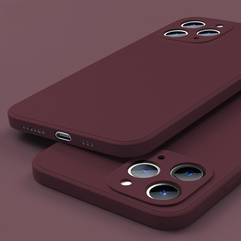 Original Square Liquid Silicone Case For iPhone