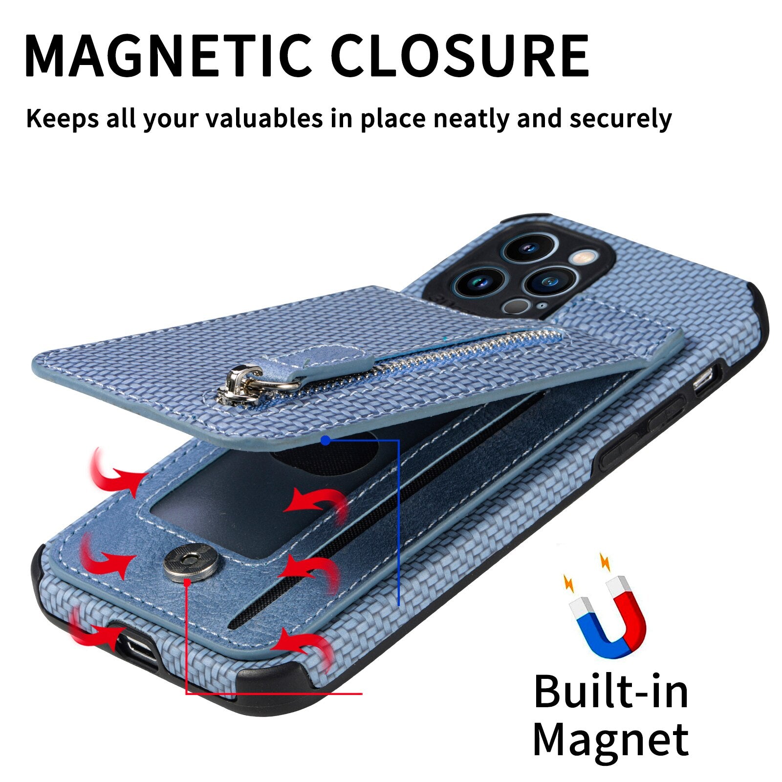 Zipper Cards Wallet Leather Case For iPhone