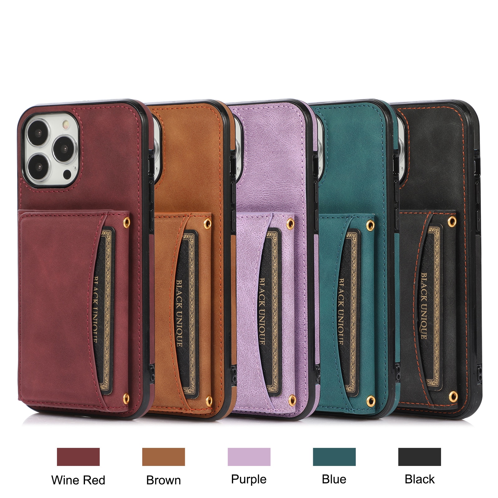 Wallet Leather Cards Holder Case For iPhone