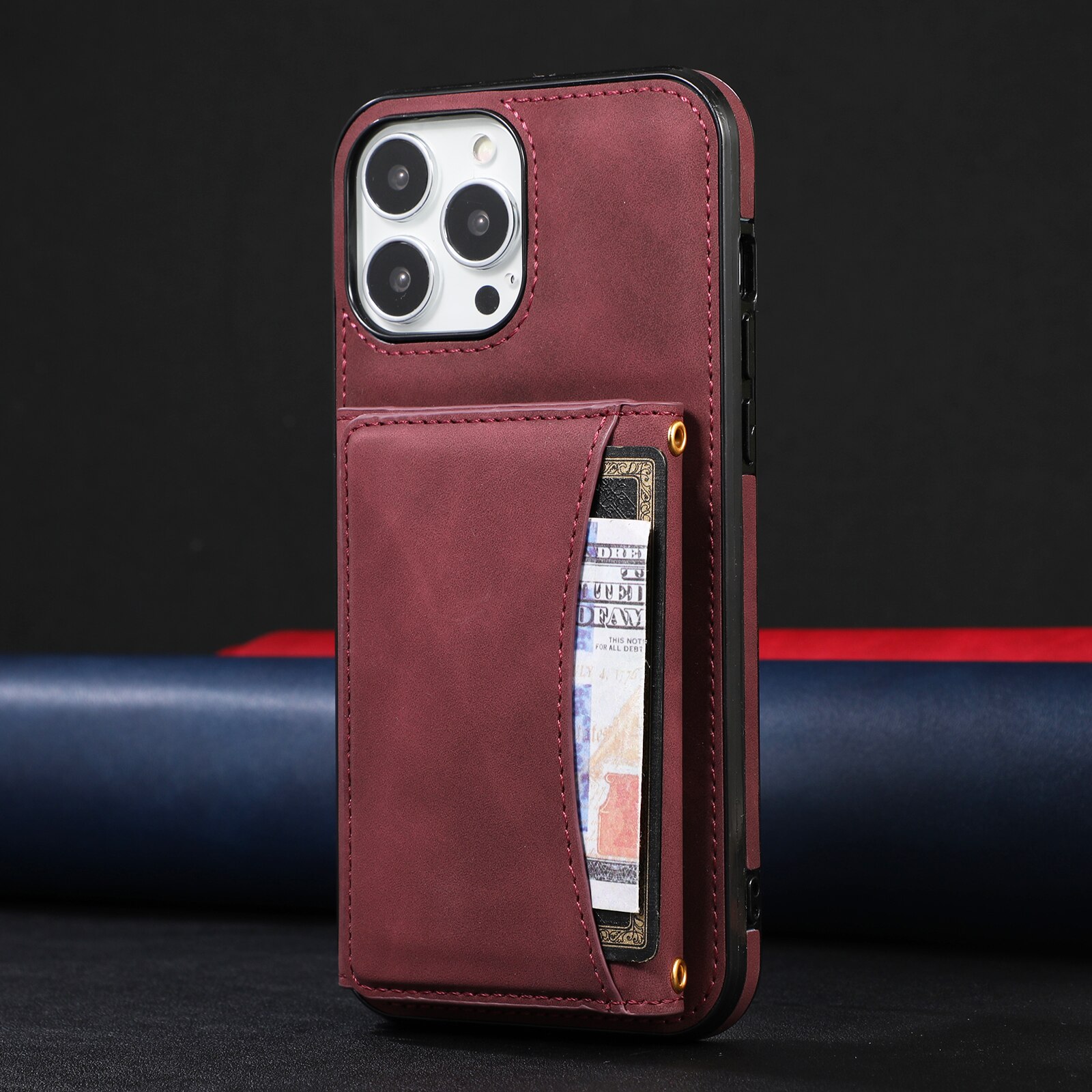 Wallet Leather Cards Holder Case For iPhone