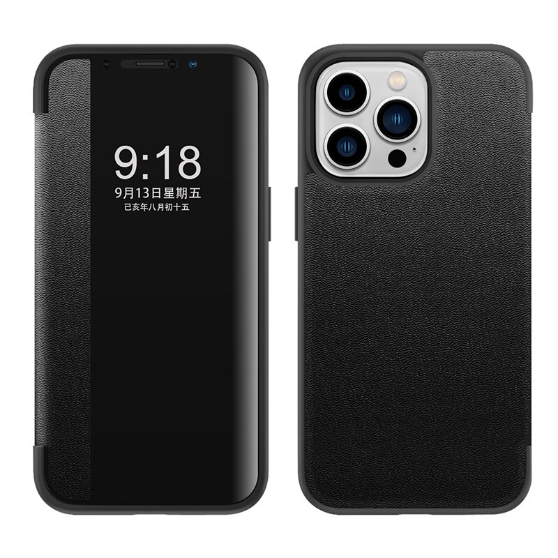 Smart View Flip Business Leather Case For iPhone