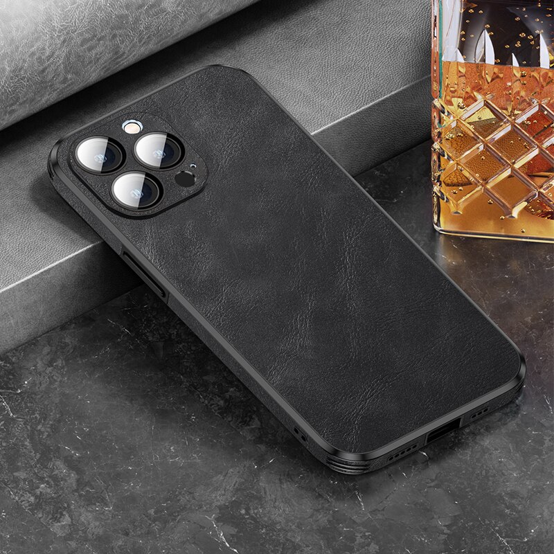 Silicone Leather Lens Protector Case For iPhone