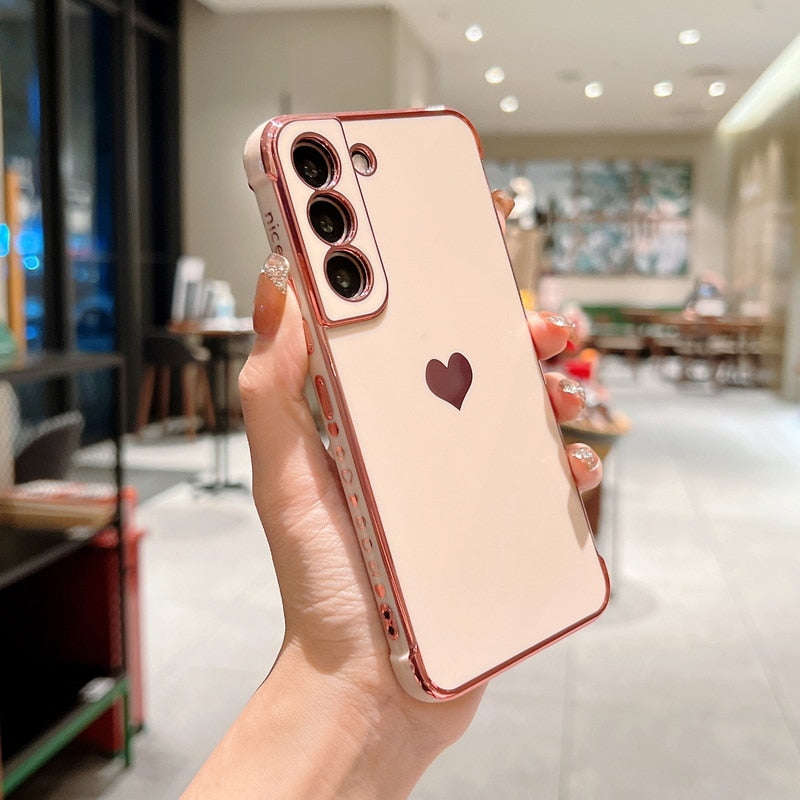 Plating Love Heart Case For Samsung