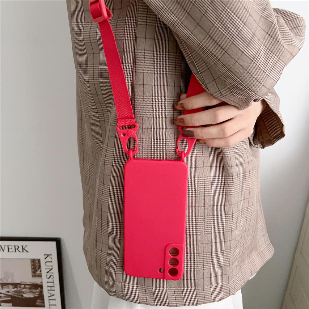 Crossbody Strap Lanyard Liquid Silicone Case For Samsung