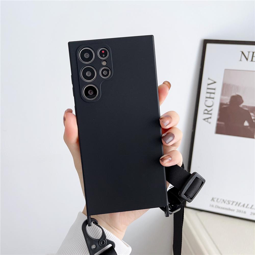 Crossbody Strap Lanyard Liquid Silicone Case For Samsung