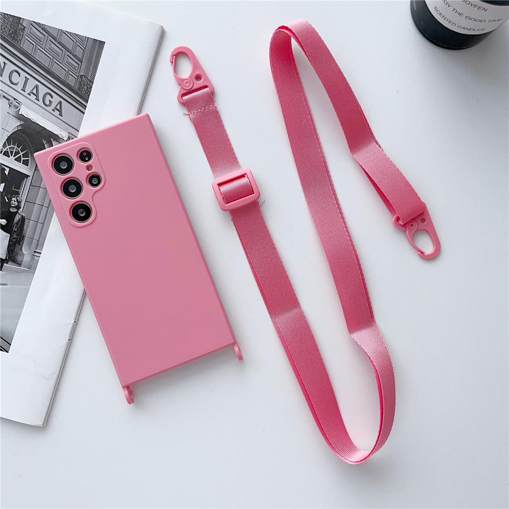 Crossbody Strap Lanyard Liquid Silicone Case For Samsung