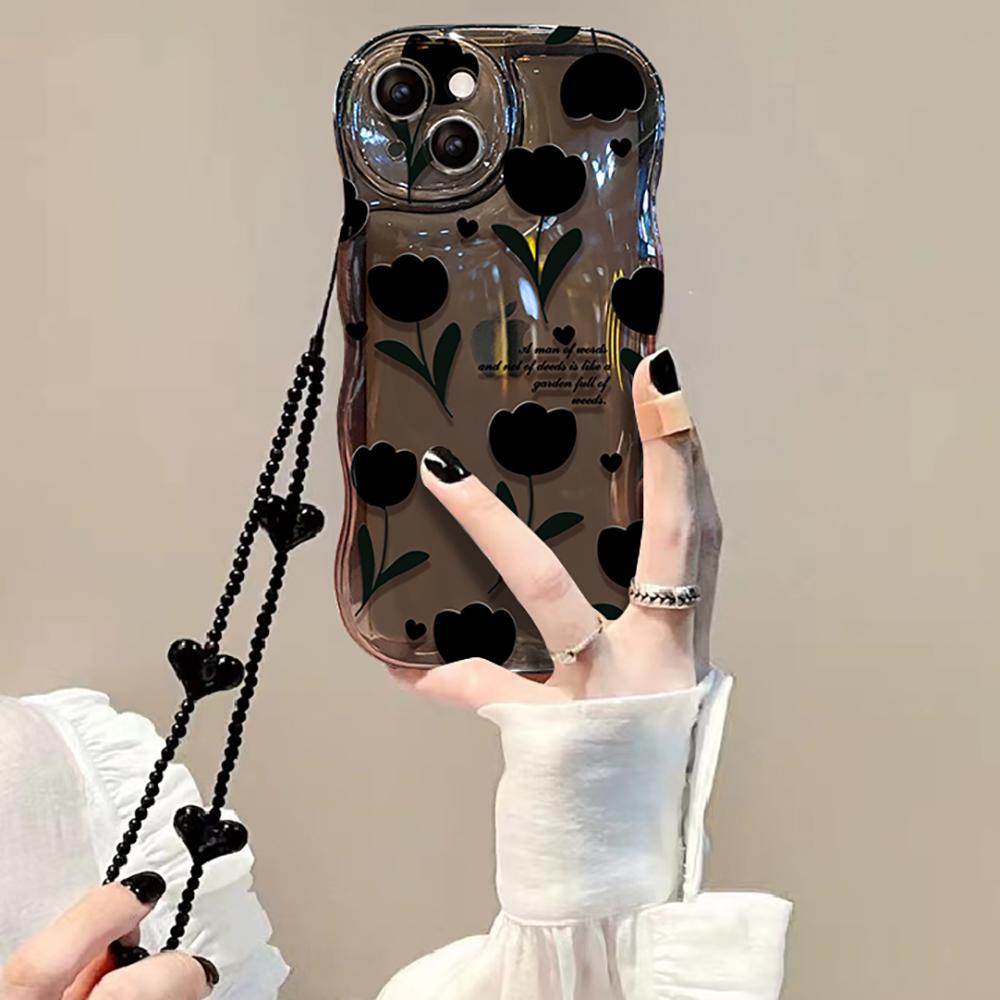 Cute Wave Tulip Flower Clear Soft Phone Case For iPhone