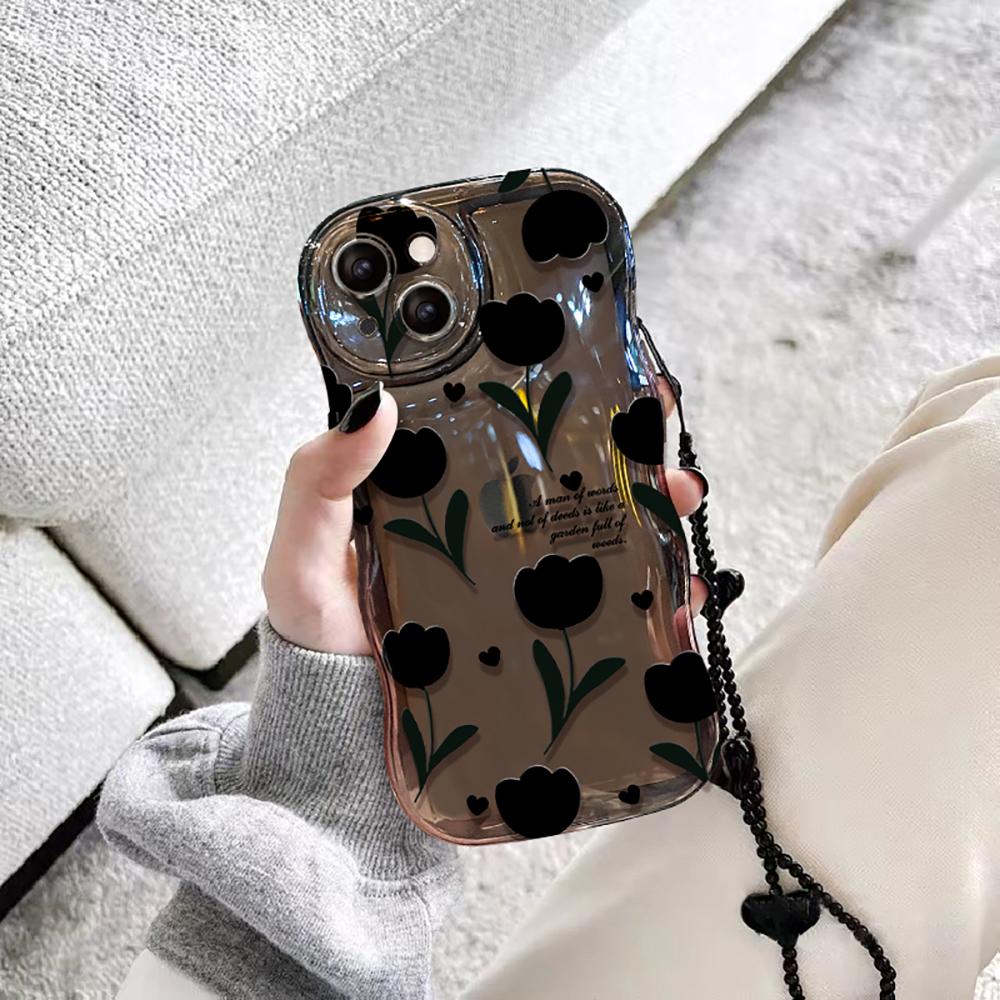 Cute Wave Tulip Flower Clear Soft Phone Case For iPhone