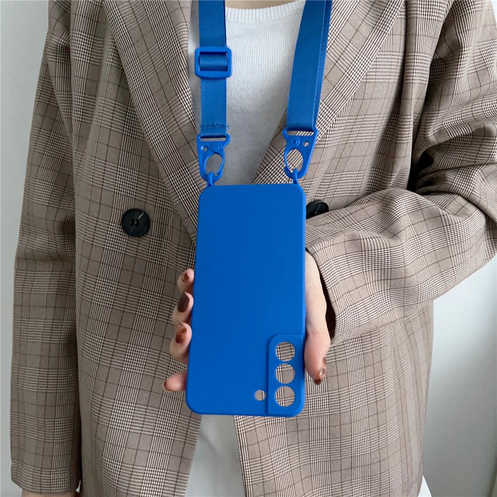 Crossbody Strap Lanyard Liquid Silicone Case For Samsung