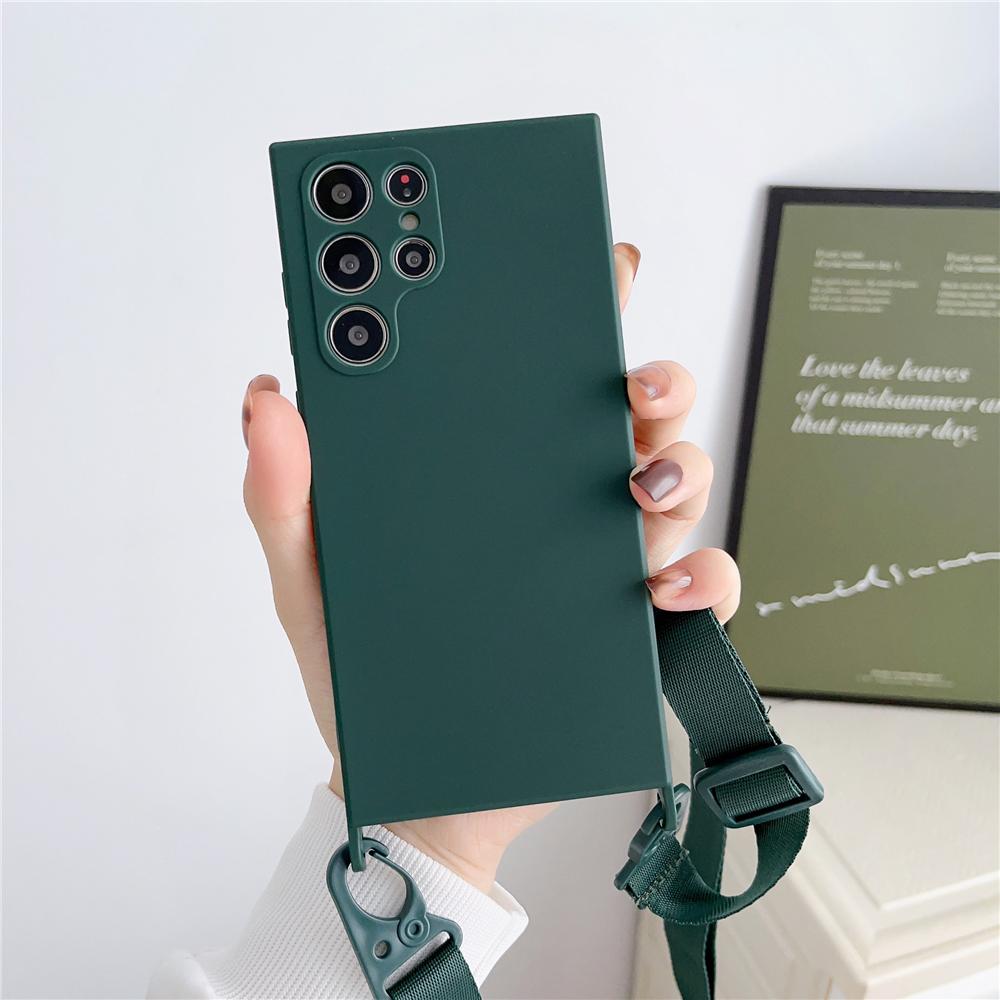 Crossbody Strap Lanyard Liquid Silicone Case For Samsung