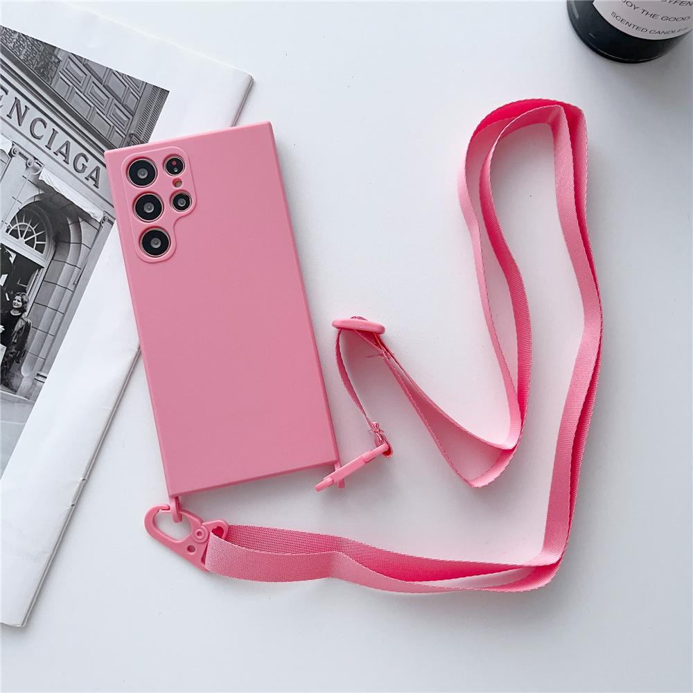 Crossbody Strap Lanyard Liquid Silicone Case For Samsung