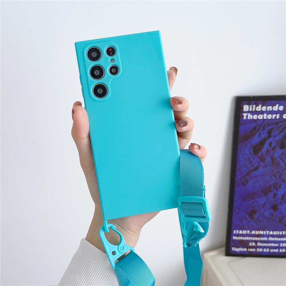 Crossbody Strap Lanyard Liquid Silicone Case For Samsung
