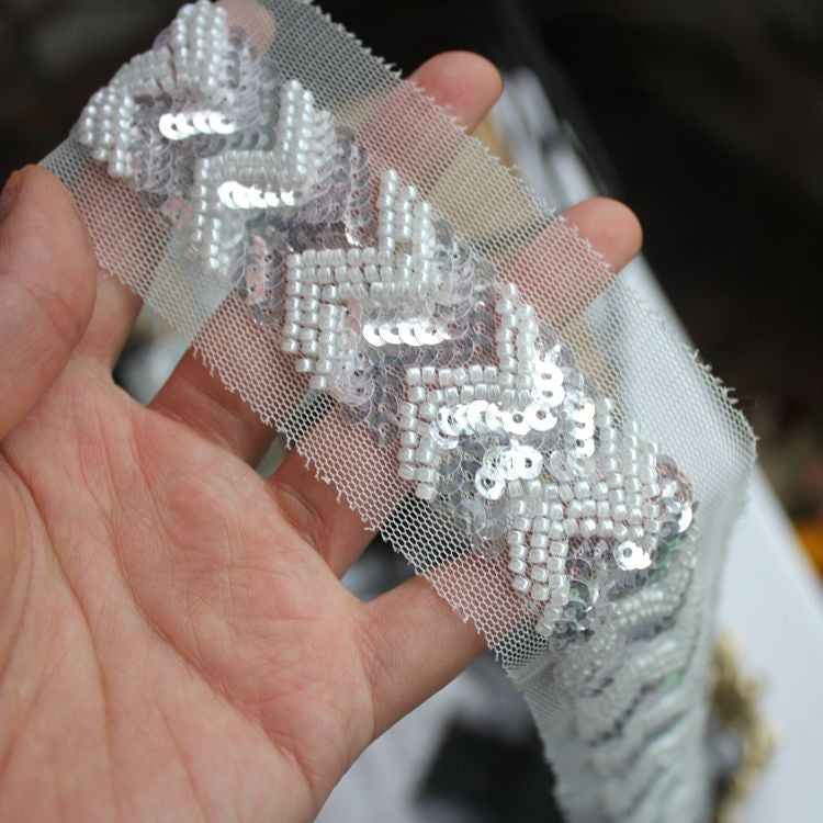 Wedding Sequin Beaded Lace Trim Decoration BT0080-Lace Fabric Shop