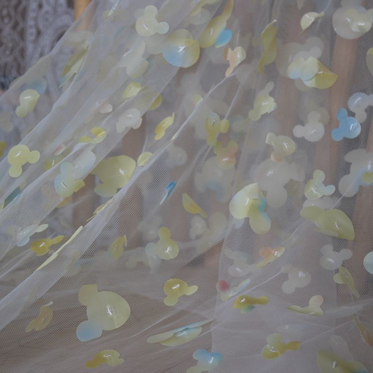 Child Mouse Sequins Tulle Fabric Width 150cm TF0120-Lace Fabric Shop