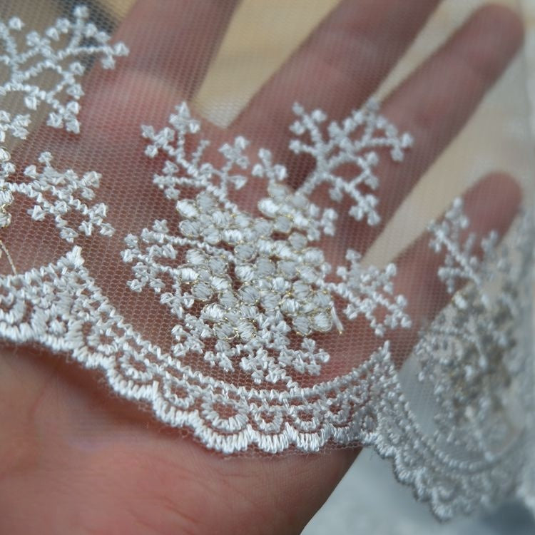 Embroidery Tulle Width 10 cm TF0008-Lace Fabric Shop
