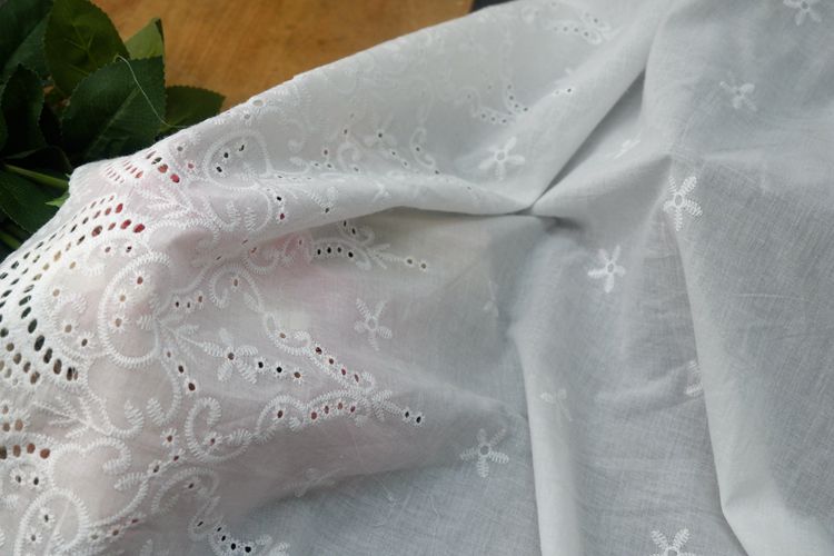 Wide Embroidered Eyelet Fabric Width 130 cm EF0051-Lace Fabric Shop