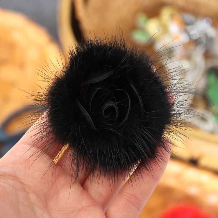 Colorful Fur Floral Brooch Decoration BA0107-Lace Fabric Shop