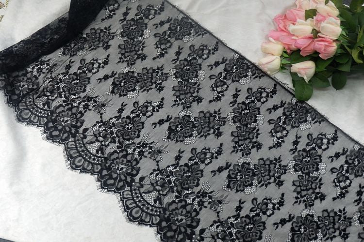 Wide White Chantilly Lace Width 50 cm CHL0118-Lace Fabric Shop