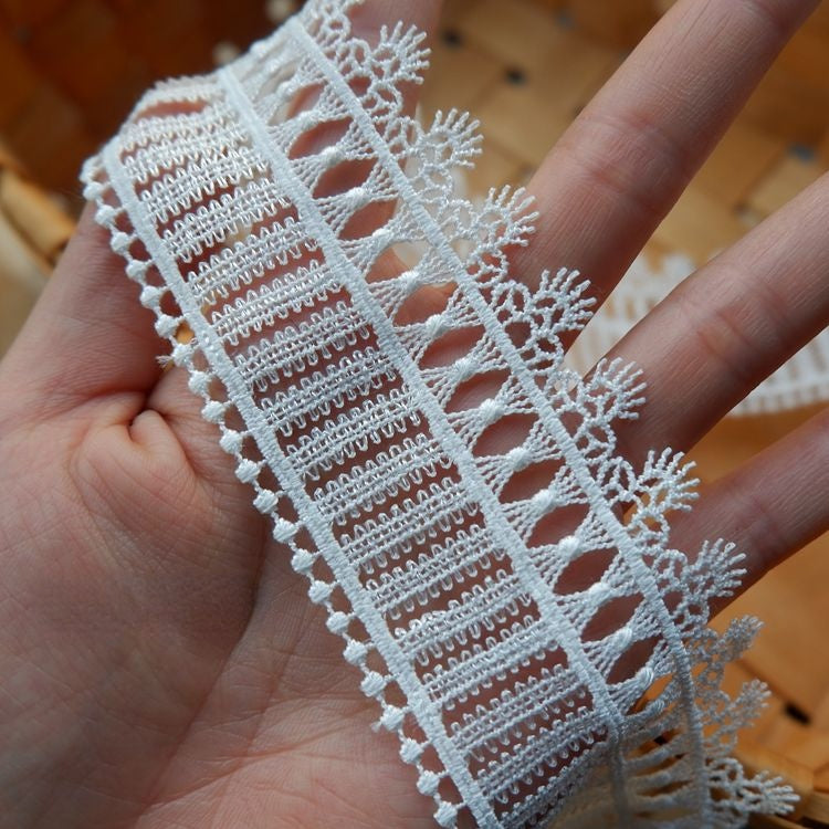 3D Leaf White Black Clothes Lace Trim LT0229-Lace Fabric Shop