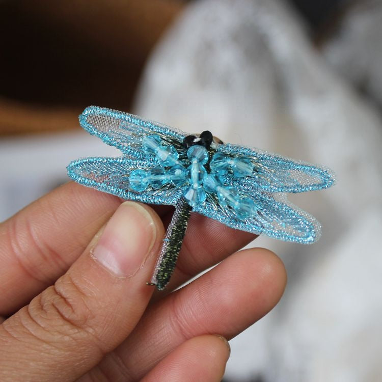 Embroidery Dragonfly Beads Bags Decoration EA0029-Lace Fabric Shop