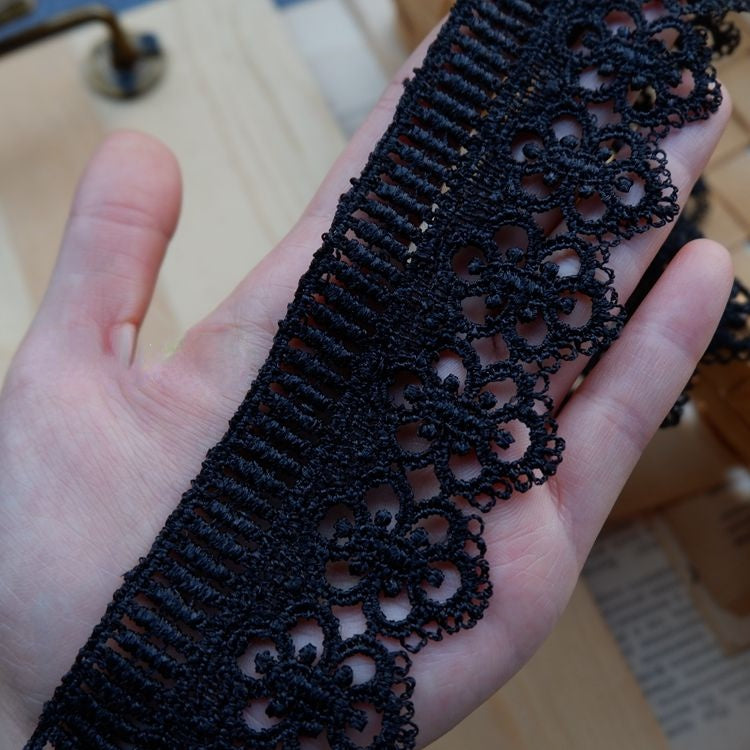 3D Black Neckline Lace Trim Materials LT0232-Lace Fabric Shop