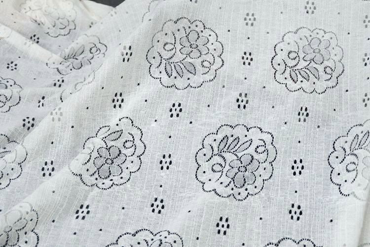 Cotton Eyelet Fabric Width 150 cm EF0001-Lace Fabric Shop