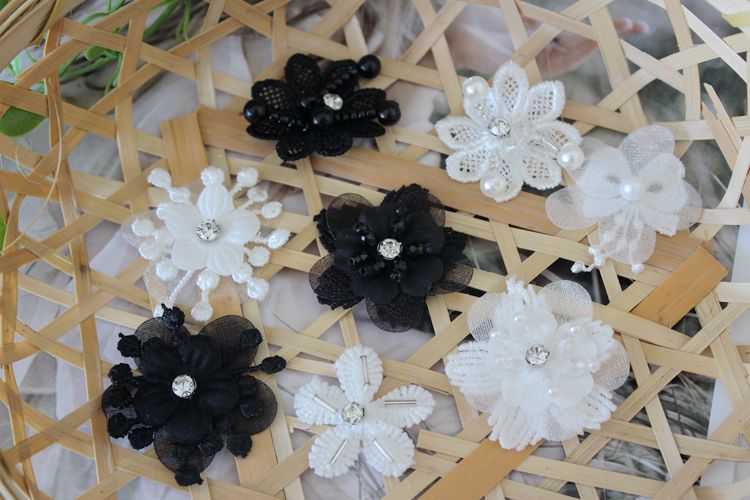 3D Beaded Lace Trim Single Flower BT0001-Lace Fabric Shop
