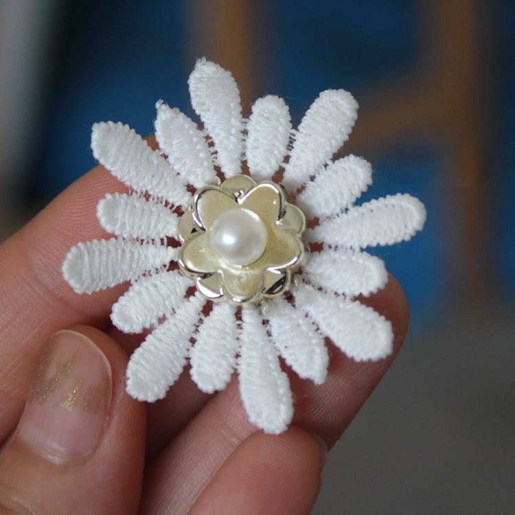 3D Beaded Lace Trim Single Flower BT0001-Lace Fabric Shop