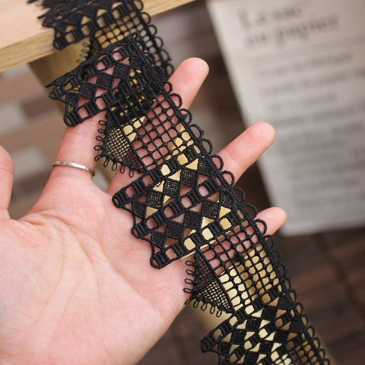 Geometric Black Lace Trim Width 6 cm LT0343-Lace Fabric Shop