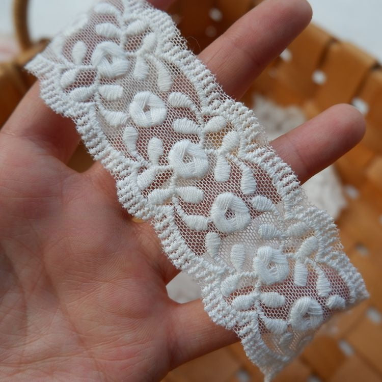 Embroidery Cotton Tulle Trim Width 2-5 cm TF0071-Lace Fabric Shop