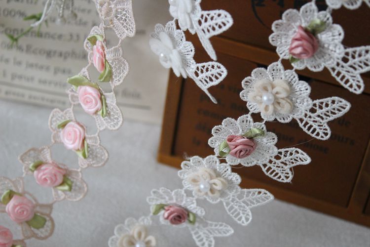 3D Beaded Dress Hem Lace Trim Rose BT0117-Lace Fabric Shop