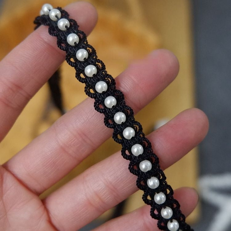 Pearl Beaded Lace Trimming BT0008-Lace Fabric Shop