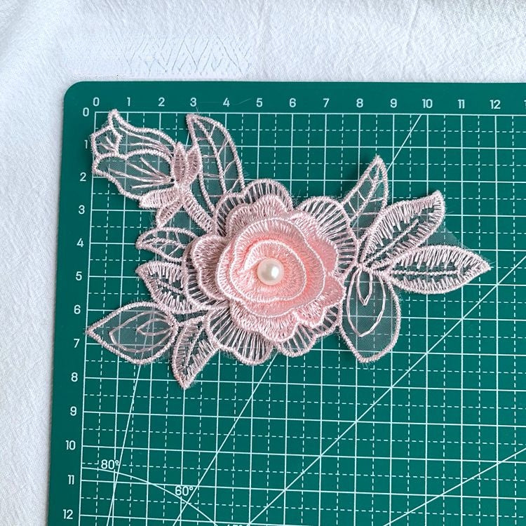 3D Beaded Flower Lace Trim Decoration BT0082-Lace Fabric Shop