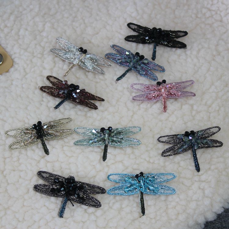 Embroidery Dragonfly Beads Bags Decoration EA0029-Lace Fabric Shop