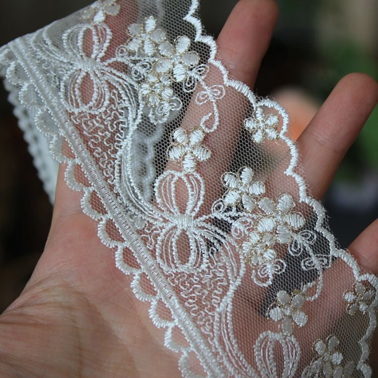 Embroidery Tulle Width 5-6 cm TF0011-Lace Fabric Shop