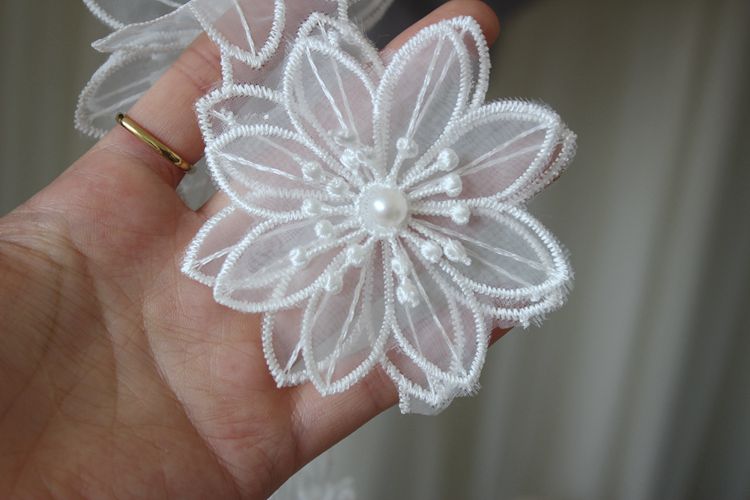 3D Beading Floral Lace Trim BT0057-Lace Fabric Shop