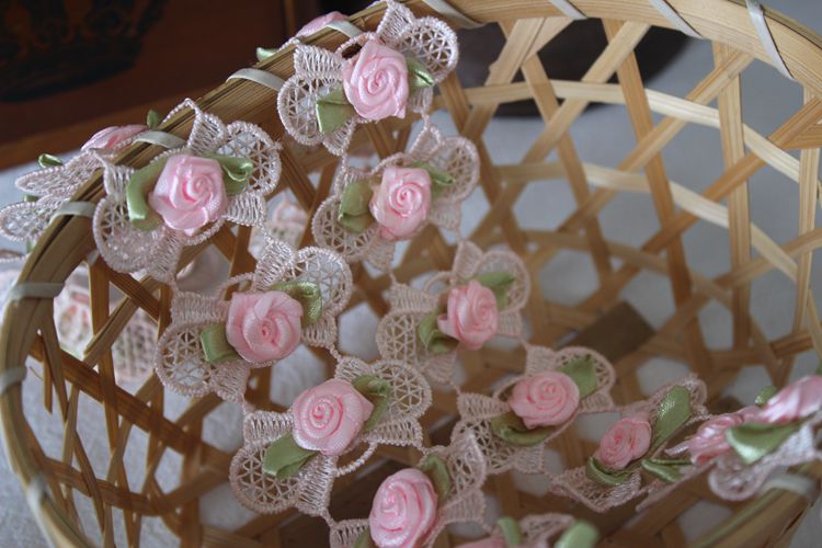 3D Beaded Dress Hem Lace Trim Rose BT0117-Lace Fabric Shop