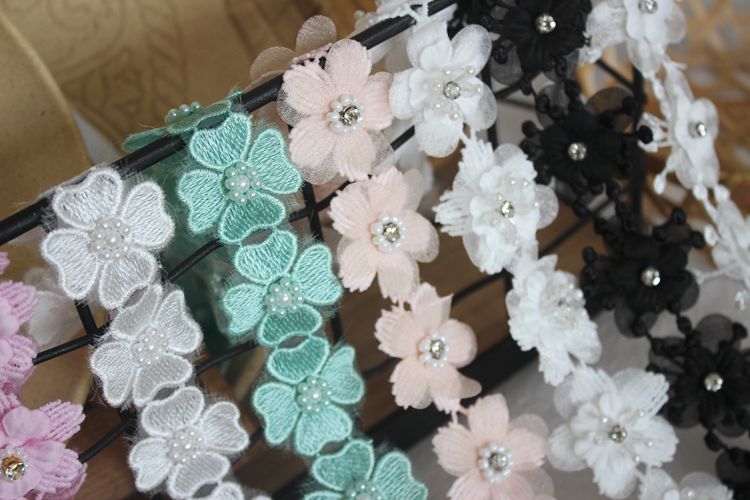 3D Beaded Bridal Decorative Lace Trim BT0004-Lace Fabric Shop