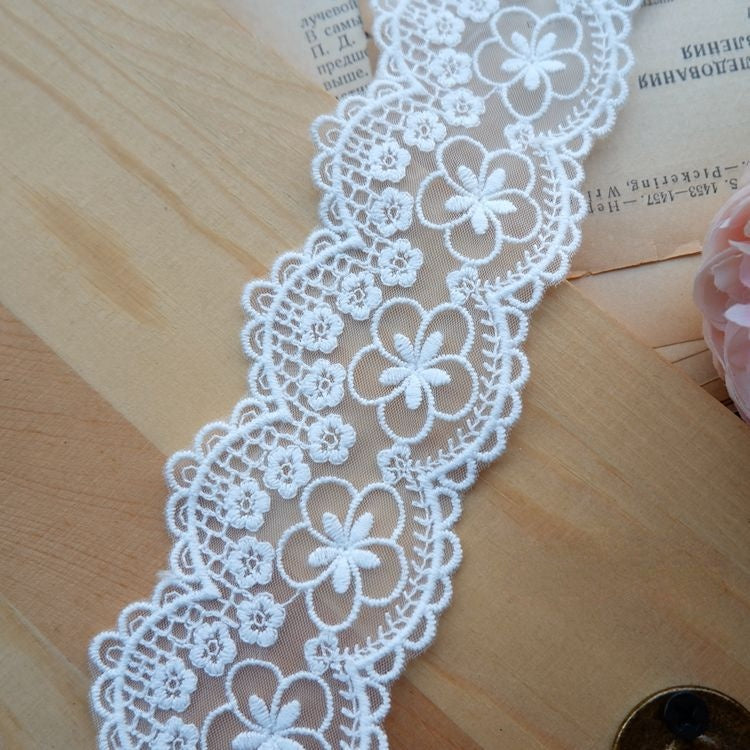 Embroidery Tulle Dress Trim Width 4-6 cm TF0067-Lace Fabric Shop