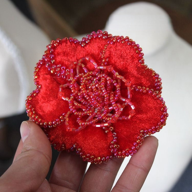 Beaded Flower Brooch Headdress Accessories BA0119-Lace Fabric Shop