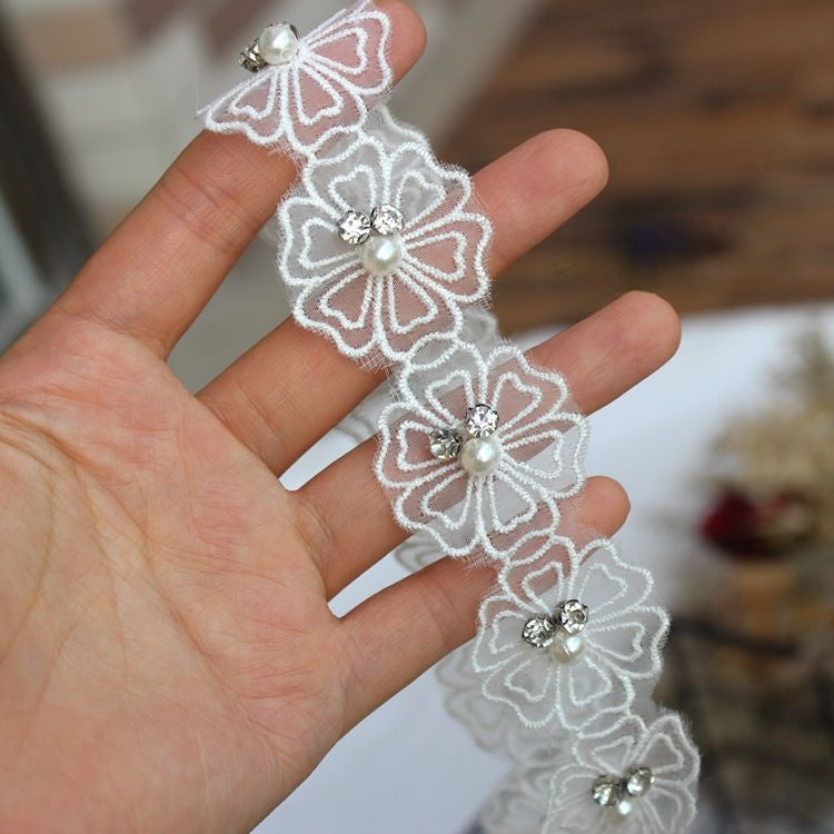 Beaded Floral Lace Trims Fabric BT0019