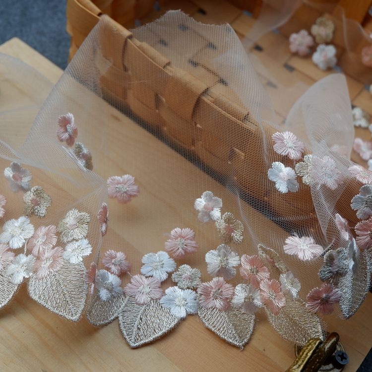 Embroidery Tulle Width 17 cm TF0032-Lace Fabric Shop