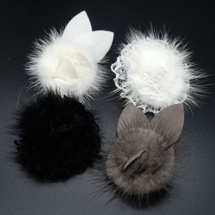 Fur Rabbit Brooch Coat Decoration BA0109-Lace Fabric Shop