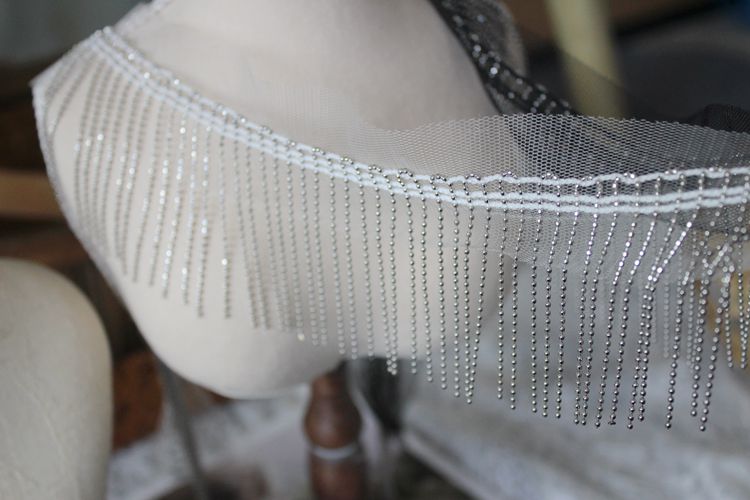 Tassel Beaded Tulle Mesh Lace Trim Fabric BT0100-Lace Fabric Shop