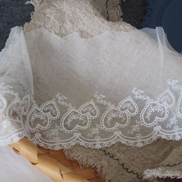 Embroidery Love Tulle Lace Width 15 cm TF0110-Lace Fabric Shop