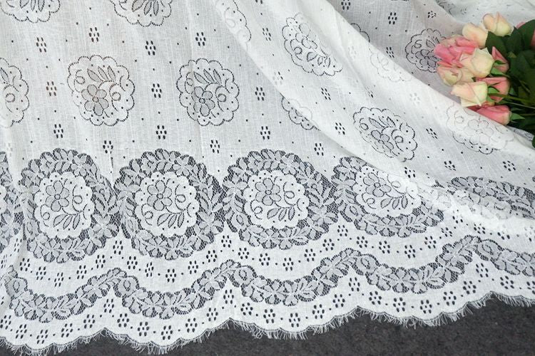 Cotton Eyelet Fabric Width 150 cm EF0001-Lace Fabric Shop