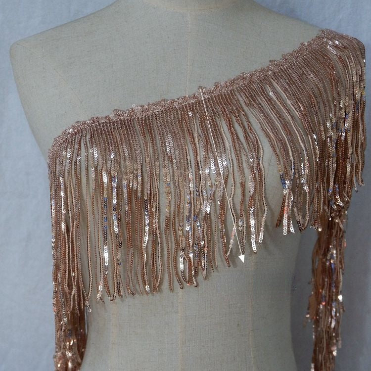 Costumes Tassel Sequins Lace Trimming BT0066-Lace Fabric Shop