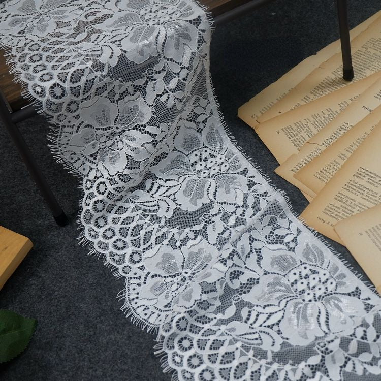 Eyelash Chantilly Lace Trim Width 19 cm LT0280-Lace Fabric Shop